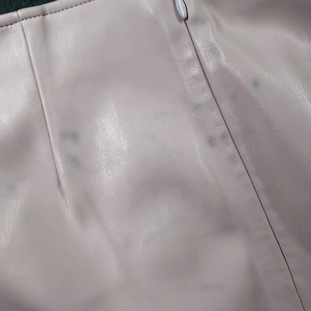 L'AGENCE Skirt Womens 4 Pink Vegan Leather Button Front Pockets Lined Mini - Picture 11 of 12